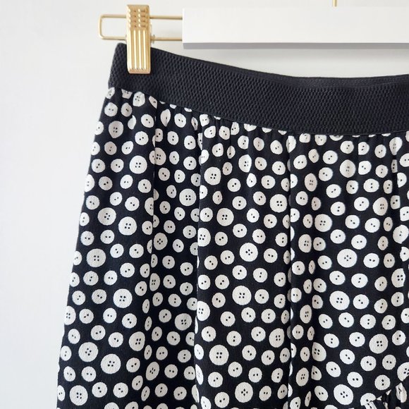 Anthropologie Maeve Ruffled Black and White Button Print Mini Skirt Size S - Picture 4 of 16